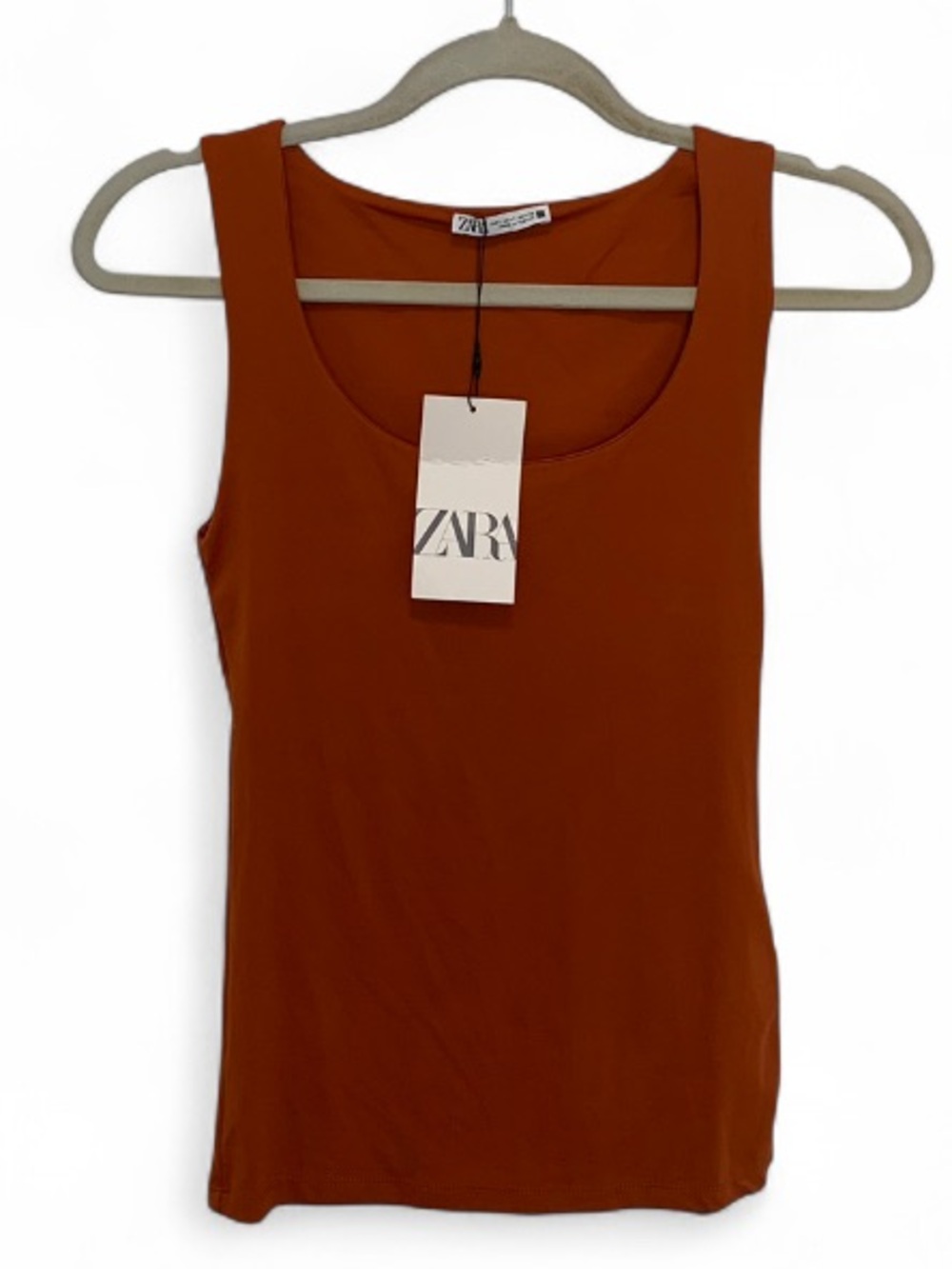 NWT ZARA Women's Rust Orange Scoop Neck Tank